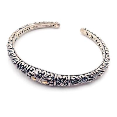 A by JH 925 Sterling Silver with 14K Gold Accents Cuff Bracelet
