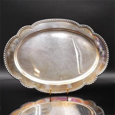 Large Silverplate Platter with Scalloped Edge