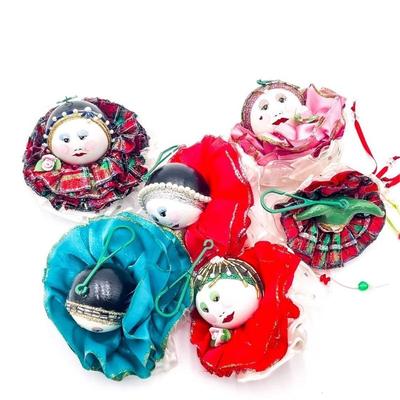 Lot of 6 Handmade Fabric Christmas Ornaments