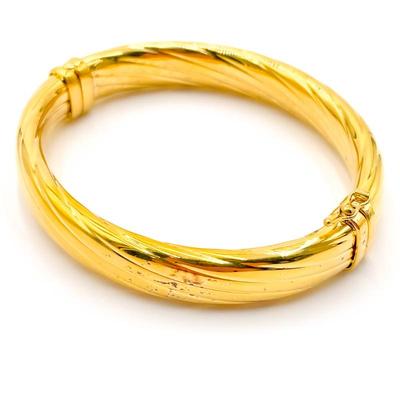 Gold-Plated 925 Sterling Silver Hinged Bangle Bracelet