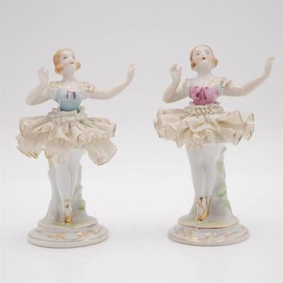 Saji Fancy China Dresden-Style Ballerina Figurines