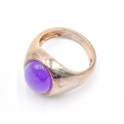 Sterling Silver Ring with Purple Chalcedony Size 7
