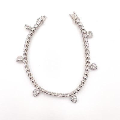 Sterling Silver 925 Bracelet with CZ Heart Charms