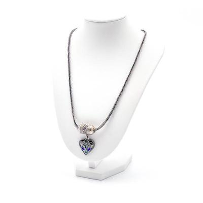 925 Sterling Silver Necklace with Enamelled Heart Pendant