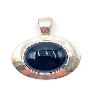 ESPO SIG 925 Sterling Silver Pendant with Black Oval Stone