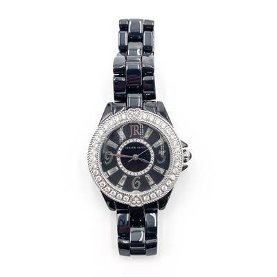 Judith Ripka Black Ceramic and Rhinestones Wristwatch
