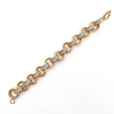 Gold-Tone Link Bracelet with Textured Accents