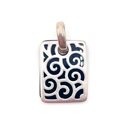 925 Sterling Silver & Black Backing Spiral Pendant