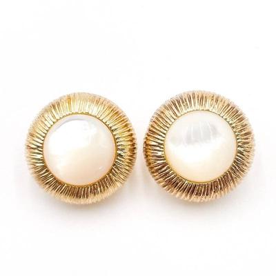 925 Italy Gold-Toned Earrings with Mother of Pearl