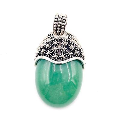 925 Sterling Silver and Green Adventurine Pendant