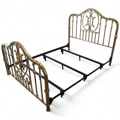 Sale Photo Thumbnail #10: Late 19th Century Victorian Brass Bed