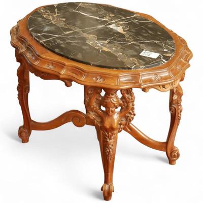 Sale Photo Thumbnail #1: Renaissance Revival Carved Marble Top Table