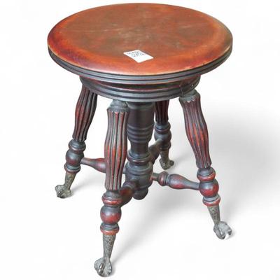 Sale Photo Thumbnail #14: 19th Century Tonk Piano Stool w/ Claw & Ball Feet
