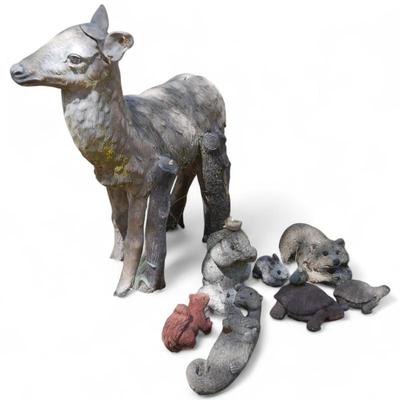 Sale Photo Thumbnail #114: Garden Statues Including Deer, Turtles & More (Total of 11)