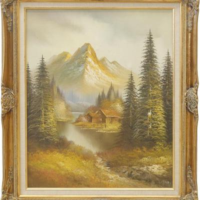 Sale Photo Thumbnail #94: Framed Original Oil Mountain Landscape Painting Signed Williams