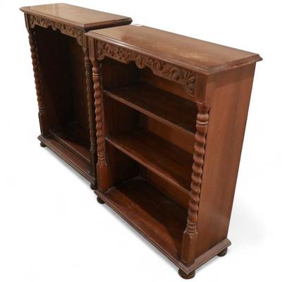 Sale Photo Thumbnail #31: Jacobean Revival Bookcases w/ Barley Twist Columns