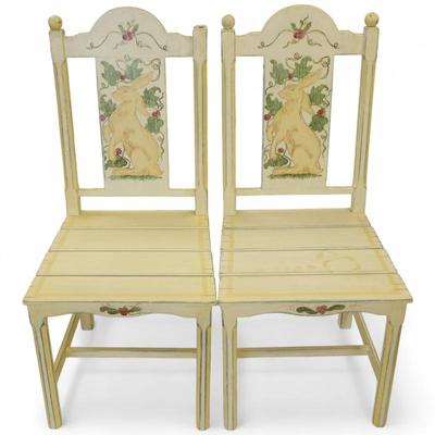 Sale Photo Thumbnail #89: Northwest Chair Co. Pair of Chairs w/ Rabbit Designs