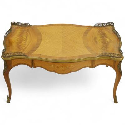 Sale Photo Thumbnail #88: Louis XV Style Table w/ Ormolu & Marquetry Inlay