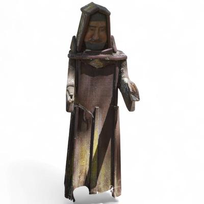 Sale Photo Thumbnail #111: Large Hand-Made Wooden Monk Garden Statue, 55" H