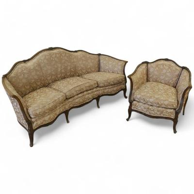 Sale Photo Thumbnail #86: French Louis XV Style Mahogany Sofa & Armchair