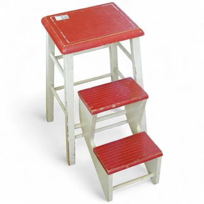 Sale Photo Thumbnail #61: Retro Wooden Fold-Out Step Ladder/Stool by General Wood Products