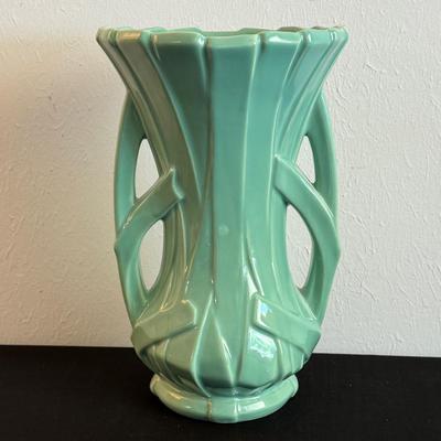 Vintage McCoy Mint Green Ribbon Vase