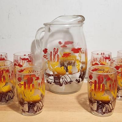 Cactus Scene Pitcher Set