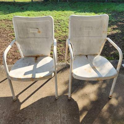 White Metal Porch Pair
