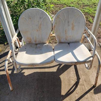 White Metal Porch Glider