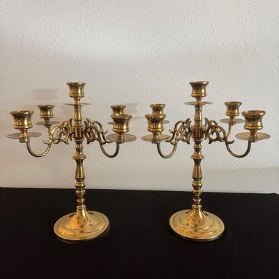 Five Arm Brass Candlesticks