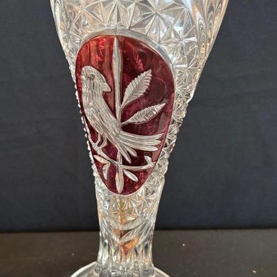 Hofbauer Ruby Red Bird Vase