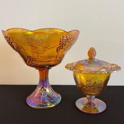 Vintage Indiana Glass Harvest Grape Pedestal Bowls
