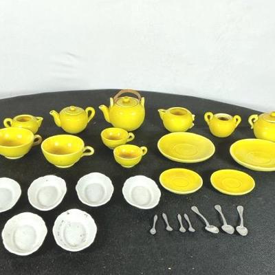 Vintage Yellow Doll Tea Set