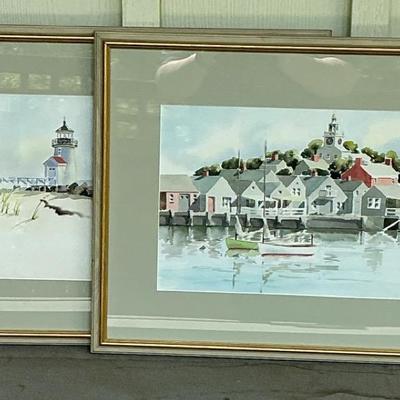 Framed Pair Of Watercolors Of Nantucket