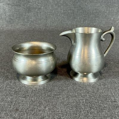 Vintage Pewter Sugar Bowl And Creamer By Woodbury Pewters