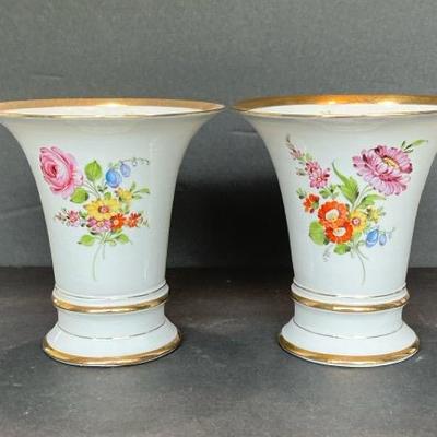 Matched  Pair Of Vintage Hutschenschreuther Porcelain Vases