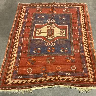 Vintage Handwoven Kazak Tribal Rug