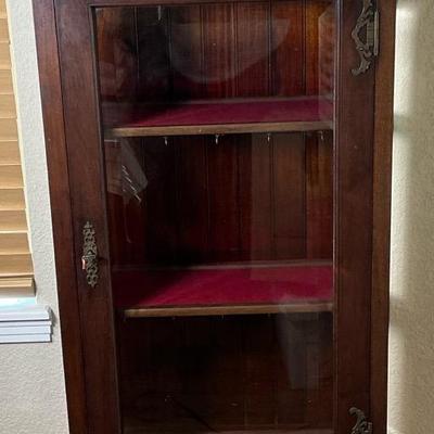 Antique Curio Cabinet In Dark Wood