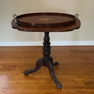 Federal Mahogany Tilt Top Table, USA ca 1820  And Tray
