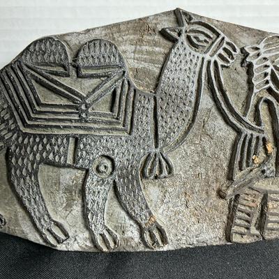 Hand Carved Primitive Wood Printers Block Stamp
