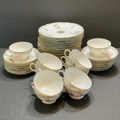36 Pc Vintage Porcelain Dessert Plates With Cups And Saucers