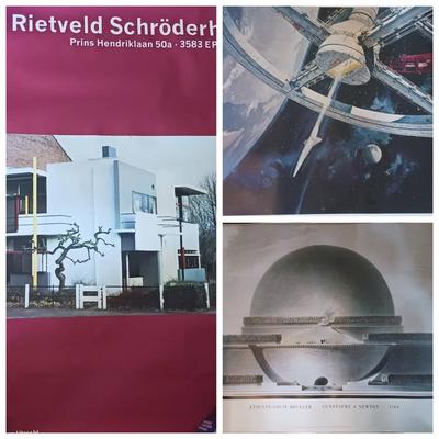 (3) Posters C: Cenotaphe a Newton, Sci-fi Art & Het Rietveld Schröderhuis