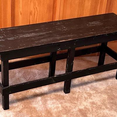 Black Painted Wooden Double Wide Bench 