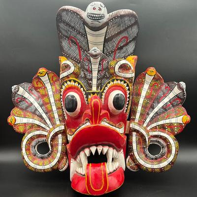 17” Handmade, Hand Painted Naga Raksha Mask