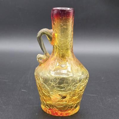 Crackled Amber Pitcher Glass