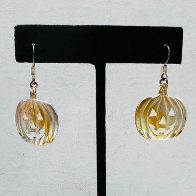 Sterling Silver Halloween Pumpkin Earrings