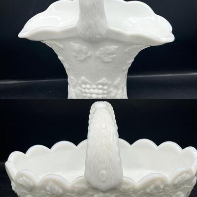 (2) Vintage Westmoreland Milk Glass Grape Baskets 