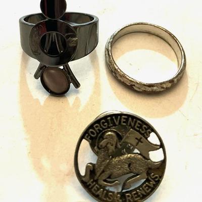 TWO RINGS and a LAPEL PIN
