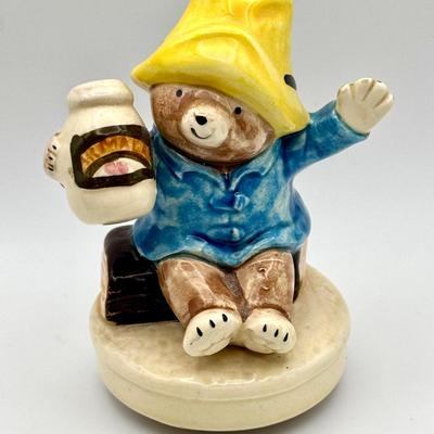 Vintage 1981 Eden Toys Schmid Paddington Bear Music Box.Hand Painted “Born Free”