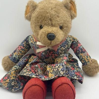 Rare VIntage Little Folk Tiverton Sitting Bear Plush Toy In Dress 14 “